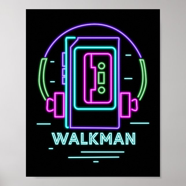 Retro 80s 90-tal Neon Walkman Poster (Framsidan)