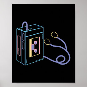 Retro 80s 90-tal Neon Walkman Poster