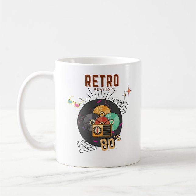 Retro 80s/90s Music CD Cover Design Kaffemugg (Vänster)