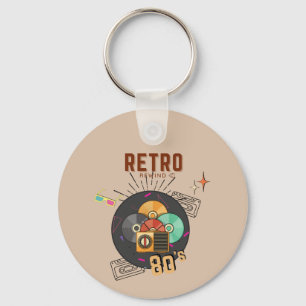 Retro 80s/90s Music CD Cover Design Nyckelring