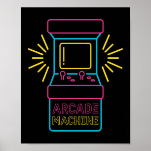 Retro 80s 90s Neon Arcade Maskin-skåp Poster