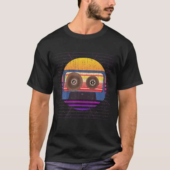 Retro 80S Art Cassette Music Älskare Synthwave Vap T Shirt (Framsida)