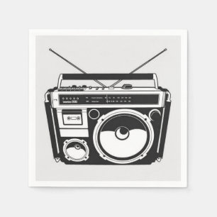 Retro 80s Boombox-Grått Pappersservett