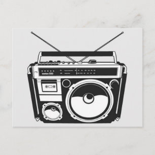 Retro 80s Boombox-Grått Vykort