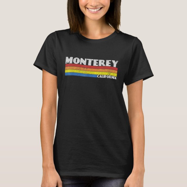 Retro 80s California CA Souvenir Monterey T Shirt (Framsida)