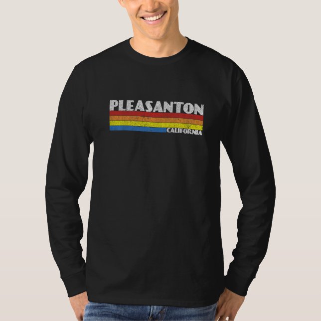 Retro 80s California CA Souvenir Pleasanton   T Shirt (Framsida)