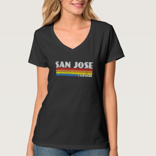 Retro 80s California CA Souvenir San Jose   T Shirt (Framsida)