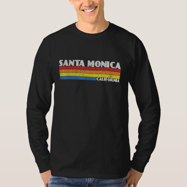 Retro 80s California CA Souvenir Santa Monica T Shirt (Framsida)