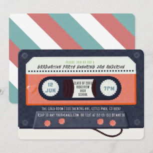 Retro 80's Cassette Tape Music Red Studenten Inbjudningar
