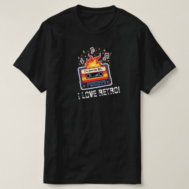 Retro 80s Cassette Tape T-Shirt – I Love Retro (Design framsida)