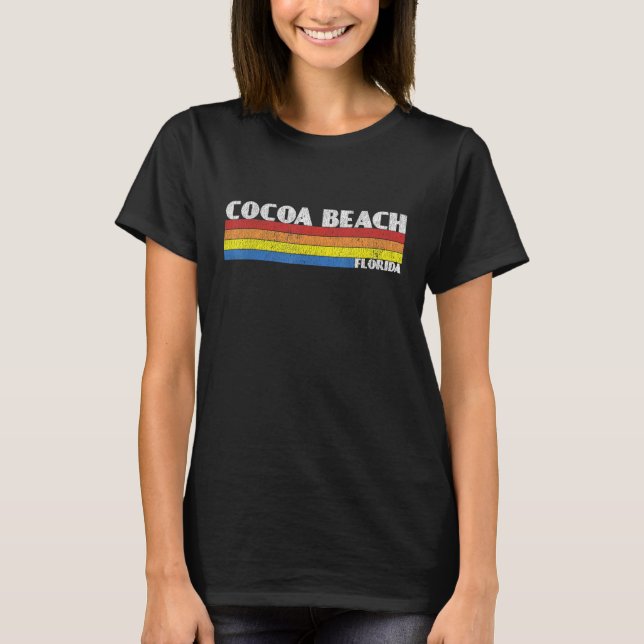Retro 80s Cocoa Beach Florida FL Souvenir T Shirt (Framsida)