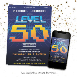Retro 80s Den nätta 50:e Födelsedagsfesten Inbjudningar