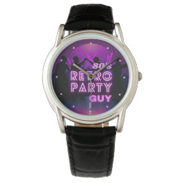 Retro 80s Disco Dance Party Neon Lila Funky Armbandsur