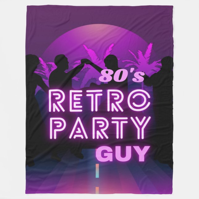 Retro 80s Disco Dance Party Neon Lila Funky Fleecefilt (Framsidan)