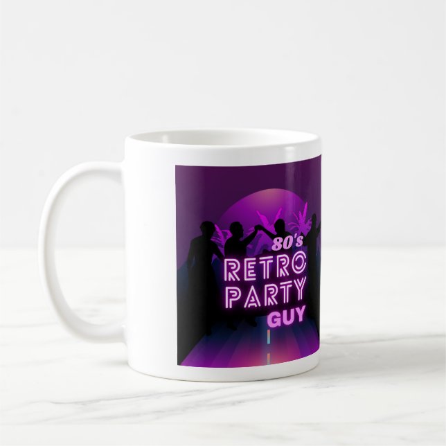 Retro 80s Disco Dance Party Neon Lila Funky Kaffemugg (Vänster)