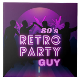 Retro 80s Disco Dance Party Neon Lila Funky Kakelplatta