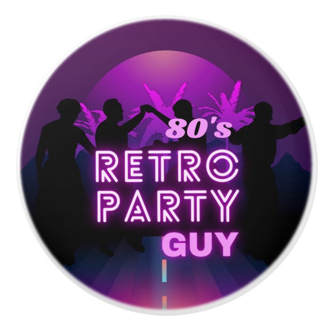 Retro 80s Disco Dance Party Neon Lila Funky Knopp (Framsidan)