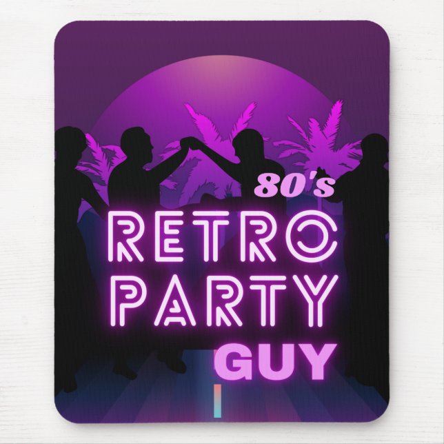 Retro 80s Disco Dance Party Neon Lila Funky Musmatta (Framsidan)