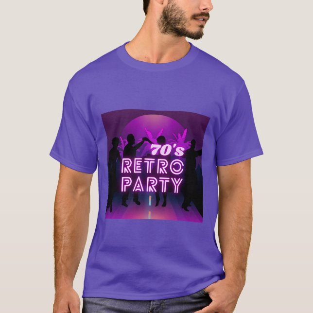 Retro 80s Disco Dance Party Neon Lila Funky T Shirt (Framsida)