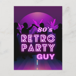 Retro 80s Disco Dance Party Neon Lila Funky Vykort