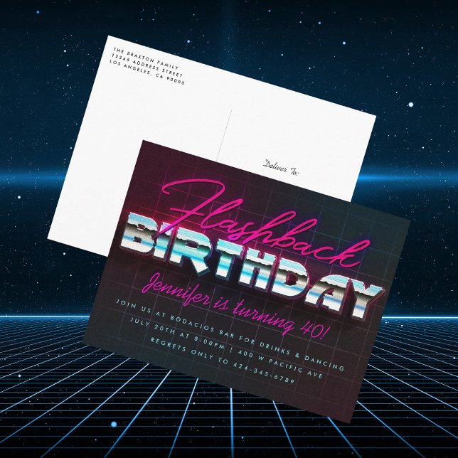 Retro 80s Flashback Birthday Meddelande Vykort (Skapare uppladdad)