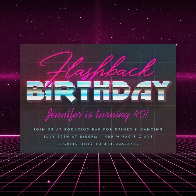 Retro 80s Flashback-Födelsedagsfest Inbjudningar (Skapare uppladdad)