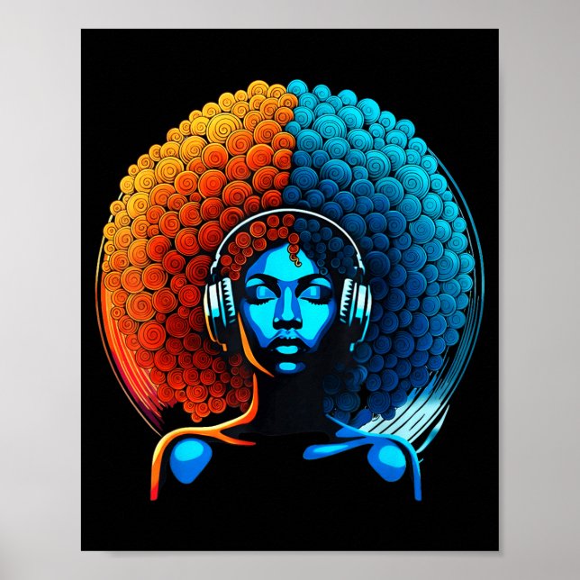 Retro 80s Funk Afro Girl Disco Soul African Americ Poster (Framsidan)