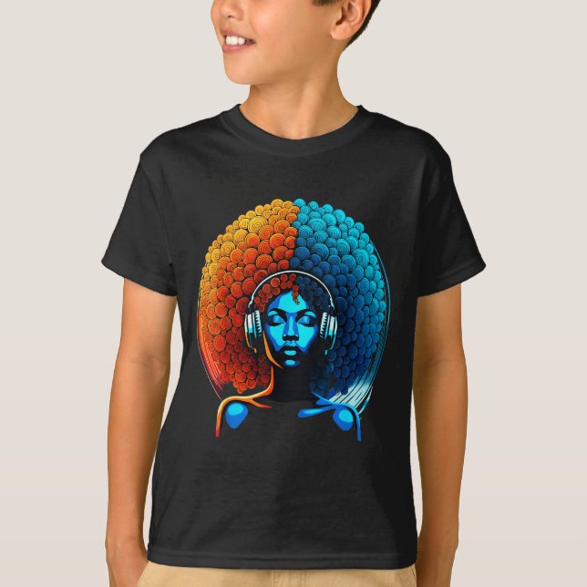 Retro 80s Funk Afro Girl Disco Soul African Americ T Shirt (Framsida)