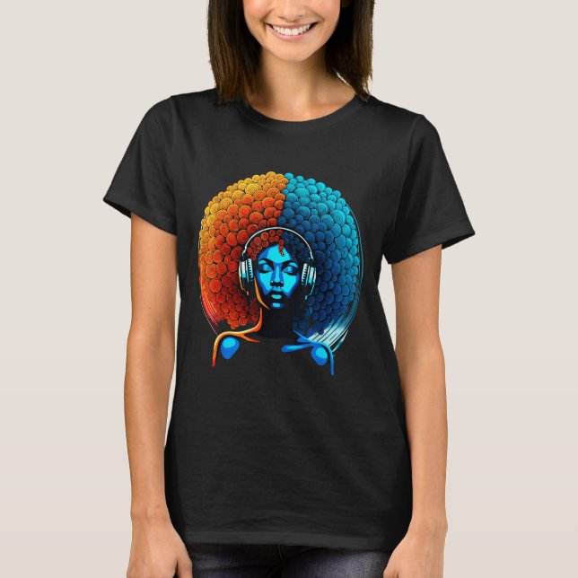 Retro 80s Funk Afro Girl Disco Soul African Americ T Shirt (Framsida)
