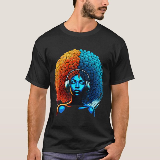 Retro 80s Funk Afro Girl Disco Soul African Americ T Shirt (Framsida)