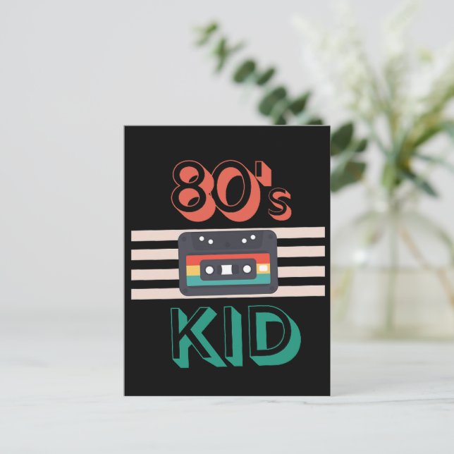 RETRO 80'S KID - CASSETTE ÄLSKARE VYKORT (Stående Fram)