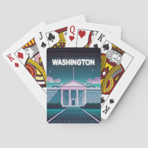 Retro 80s LoFi Synthwave White House Washington DC Casinokort