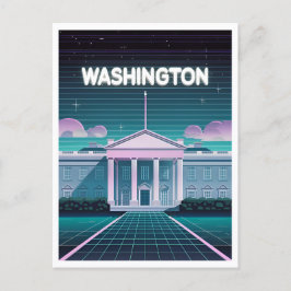 Retro 80s LoFi Synthwave White House Washington DC Vykort