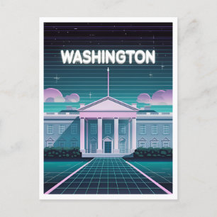Retro 80s LoFi Synthwave White House Washington DC Vykort