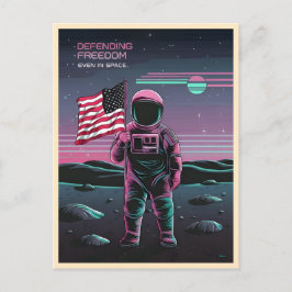 Retro 80s LoFi Vaporwave US Patriotic Astronaut Vykort