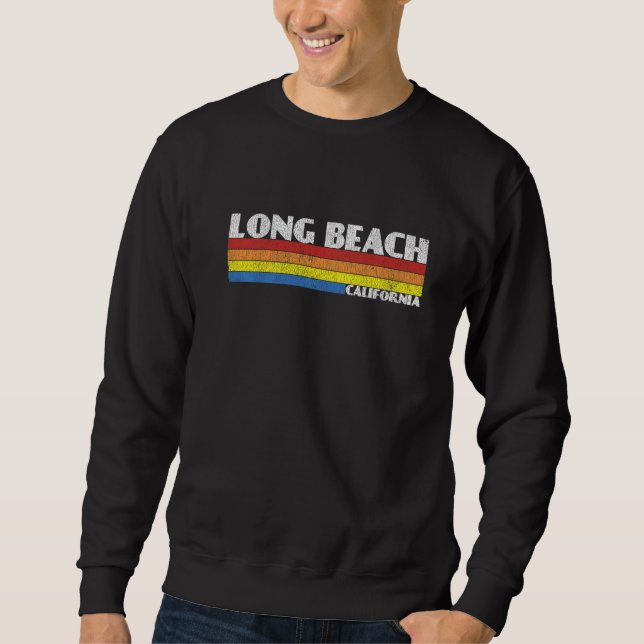 Retro 80s Long Beach California CA Souvenir Lång Ärmad Tröja (Framsida)