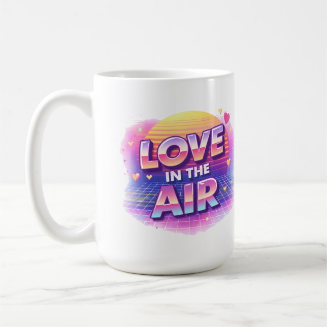  Retro 80's Love In The Air Valentine Lover Candle Kaffemugg (Vänster)