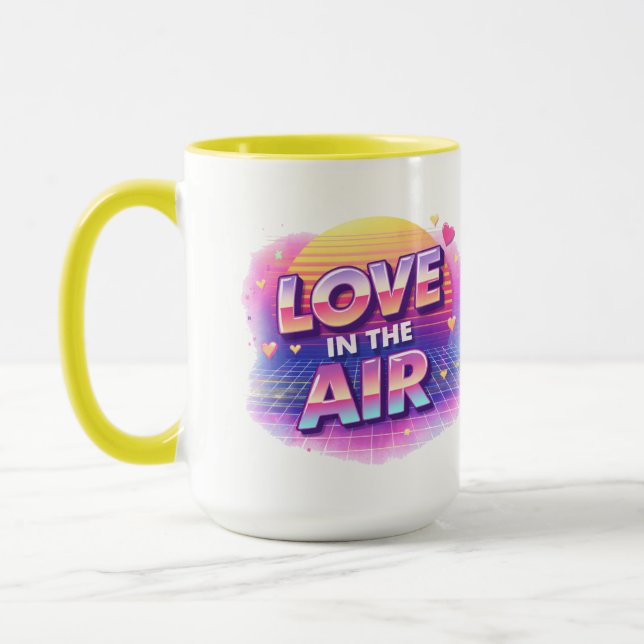  Retro 80's Love In The Air Valentine Lover Candle Mugg (Vänster)
