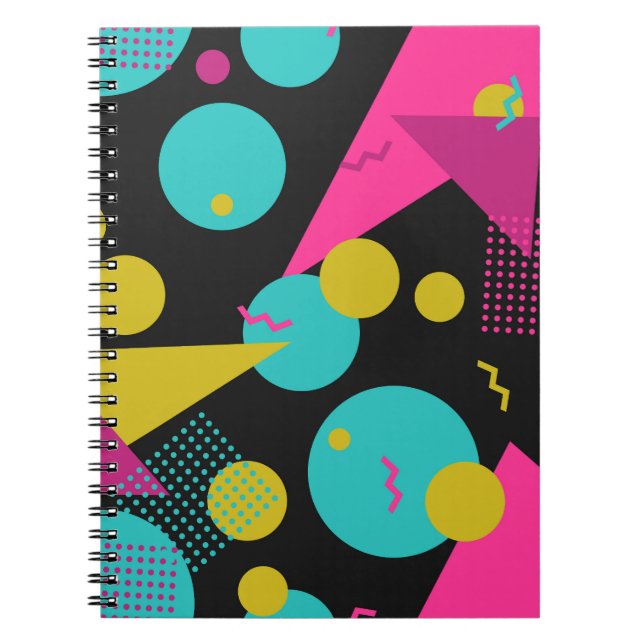 Retro 80s Memphis Geometric Design Anteckningsbok (Framsidan)
