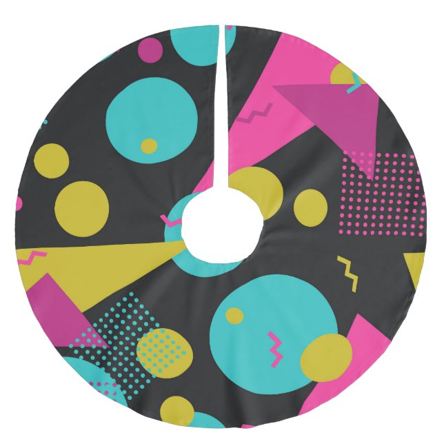 Retro 80s Memphis Geometric Design Julgransmatta Borstad Polyester (Framsidan)