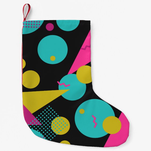 Retro 80s Memphis Geometric Design Liten Julstrumpa (Framsidan)