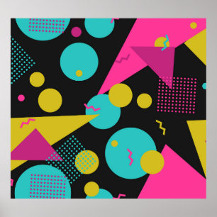 Retro 80s Memphis Geometric Design Poster