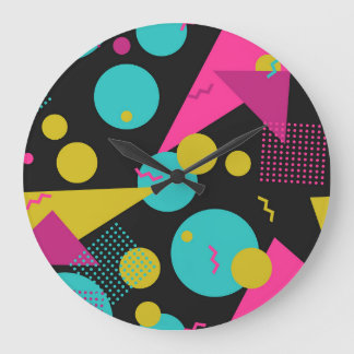 Retro 80s Memphis Geometric Design Stor Klocka