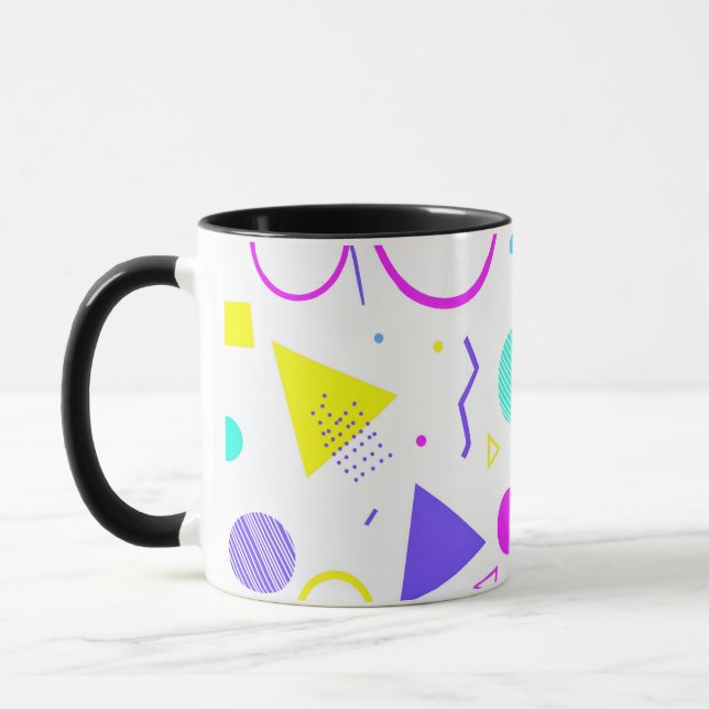 Retro 80s Memphis Geometric Pattern Mugg (Vänster)