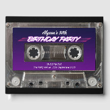 Retro 80s Mixtape Cassette Neon Lila Birthday Gu