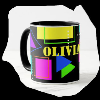 RETRO 80s MODE NEON FLUORO BOLD GEOMETRIC PRINT Mugg