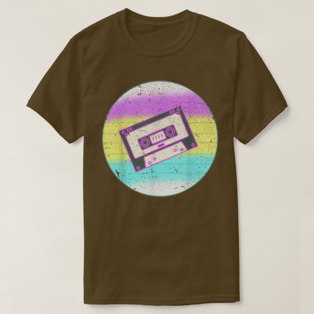 Retro 80s Music Cassette Synthwave Art Vaporwave M T Shirt (Design framsida)