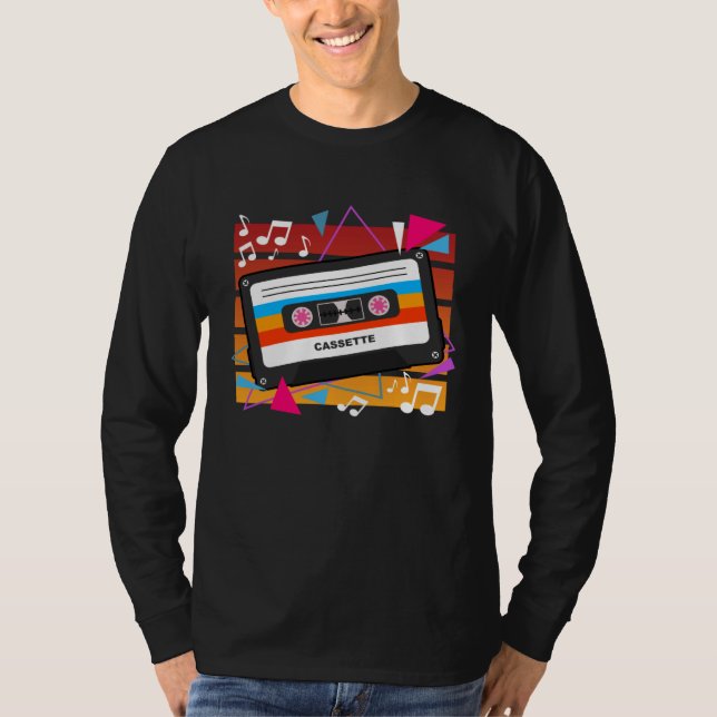 Retro 80s Music Cassette Tape Throwback T Shirt (Framsida)