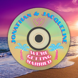 Retro 80s Music Tropical Neon Faux CD Bröllop Inbjudningar