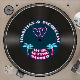 Retro 80s Music Tropical Neon Vinyl Record Bröllop Inbjudningar